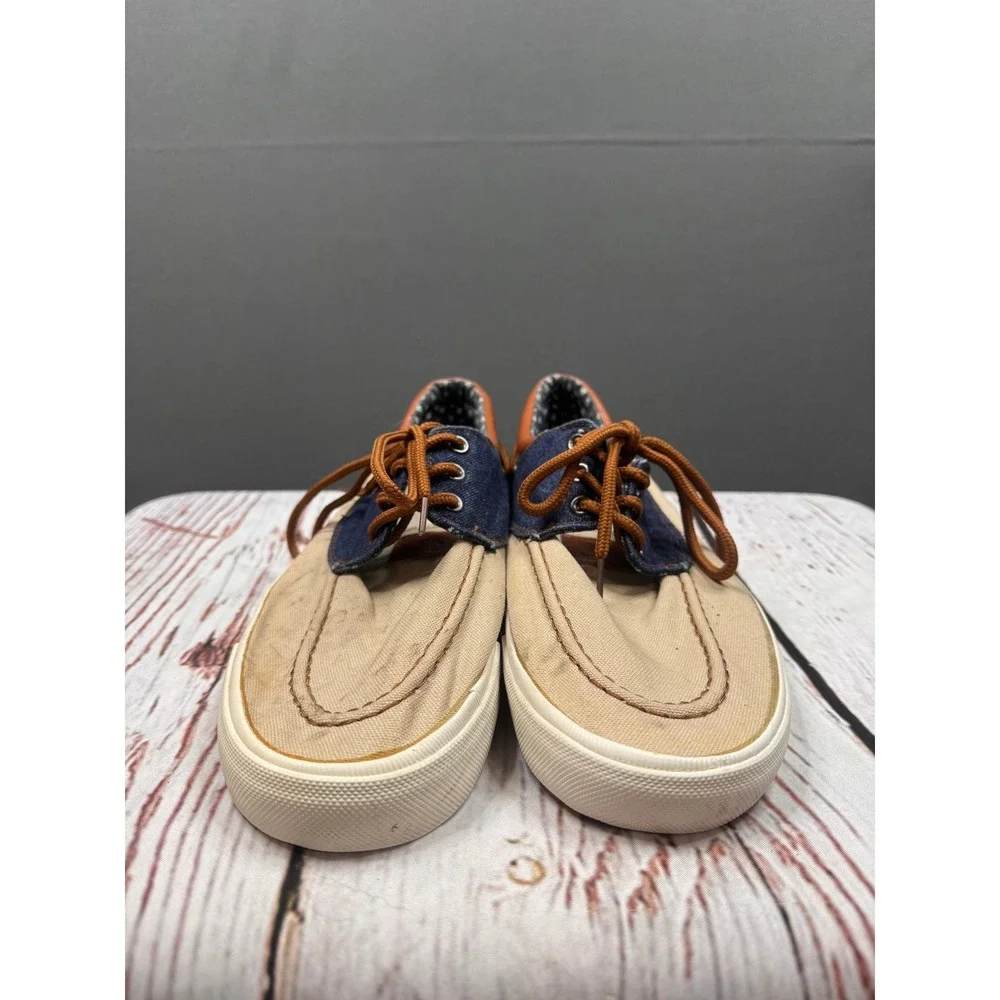 Beverly Hills Polo Club Mens BP9146 Canvas Denim Boat Shoes Tan Navy Size 9.5‎